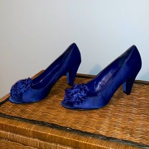 Madeline blue satin shoes size 8.5